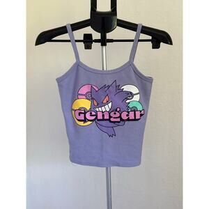 NWOT Pokemon Women's Gengar Pastel Purple Crop Top Spaghetti Strap Camisole  - S